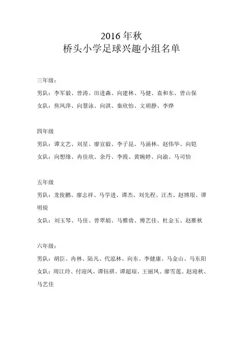足球兴趣小组名单-文档