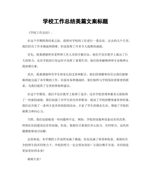 学校工作总结美篇文案标题