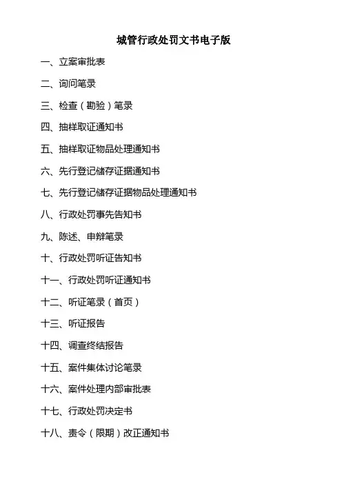 城管行政处罚文书电子版