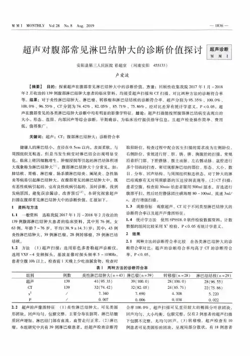 超声对腹部常见淋巴结肿大的诊断价值探讨