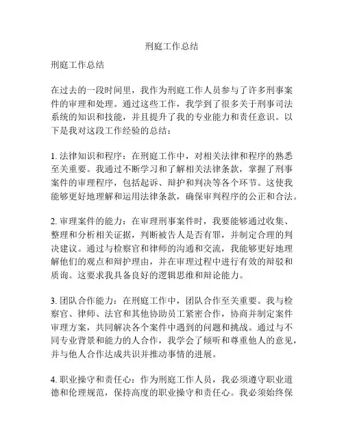 刑庭工作总结