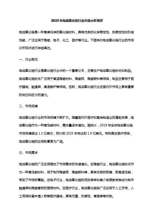 2023年电熔氧化锆行业市场分析现状