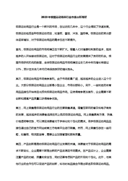 2023年极限运动用品行业市场分析现状