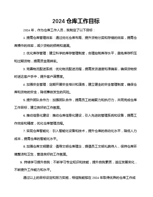 2024仓库工作目标