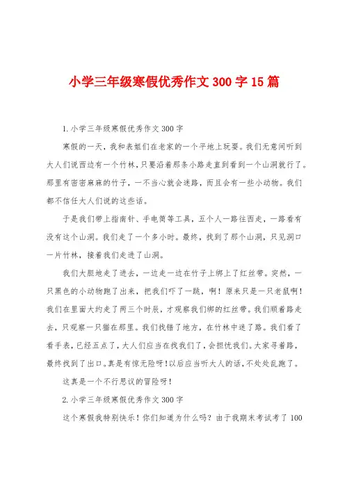 小学三年级寒假优秀作文300字15篇