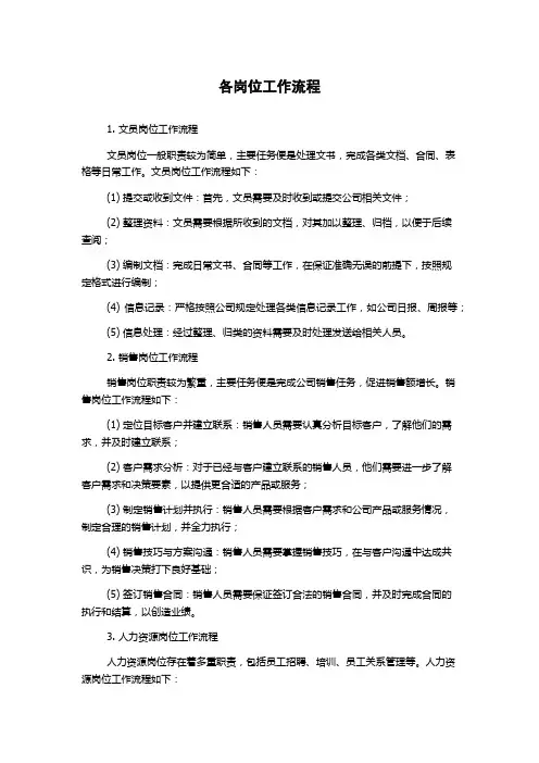 各岗位工作流程