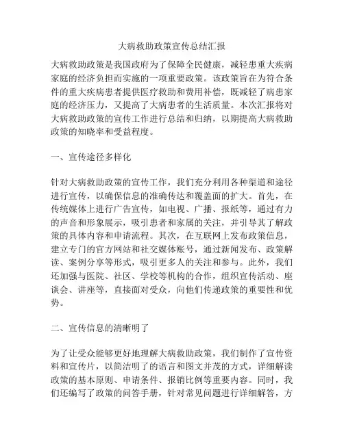 大病救助政策宣传总结汇报