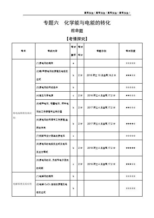 浙江版高考化学         专题六 化学能与电能的转化