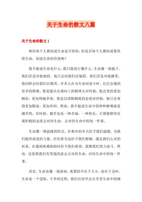 关于生命的散文八篇