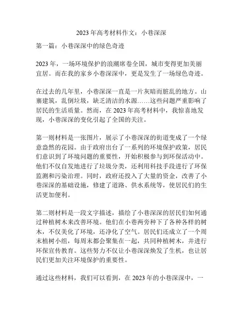 2023年高考材料作文：小巷深深