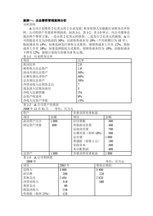 财务管理案例分析