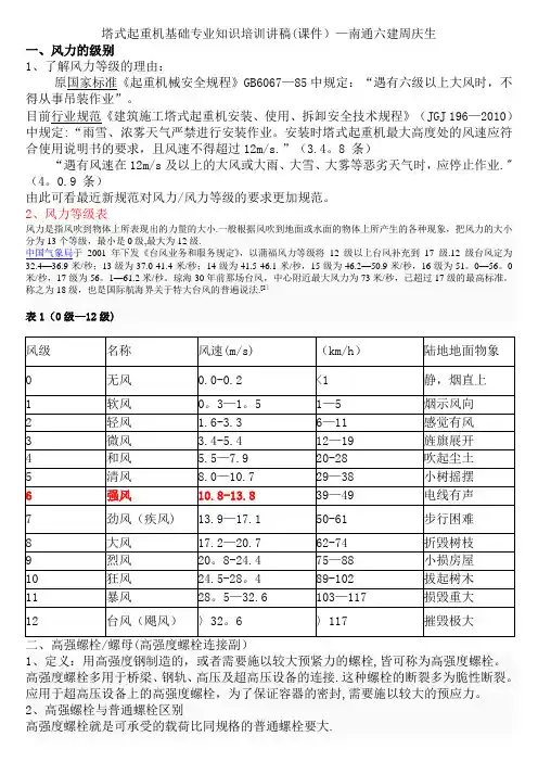 塔式起重机基础专业知识培训讲稿(课件)-南通六建周庆生
