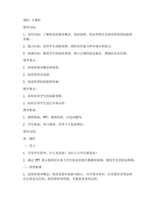 大学生创业基础_教案