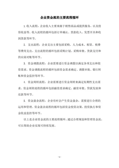 企业资金流的主要流程循环