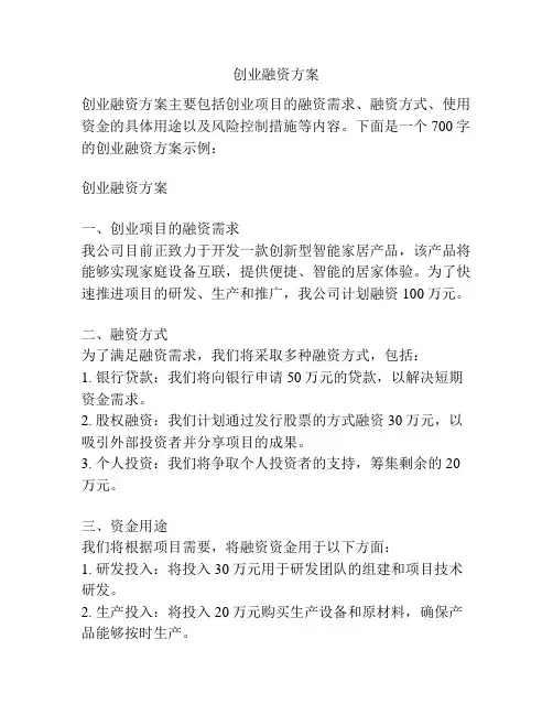 创业融资方案
