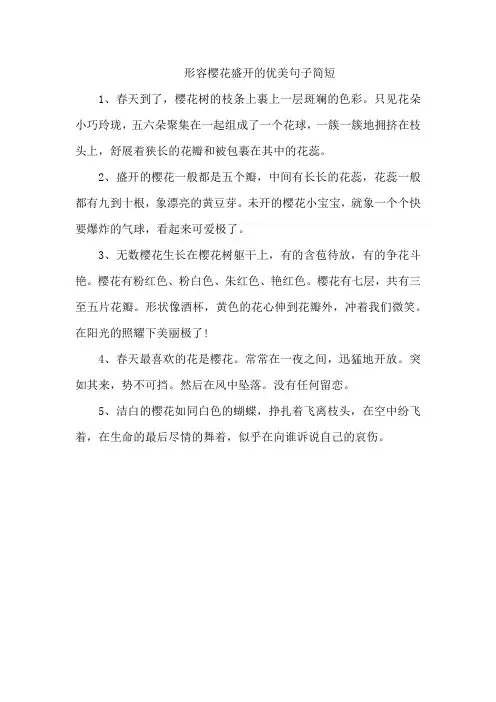 形容樱花盛开的优美句子简短