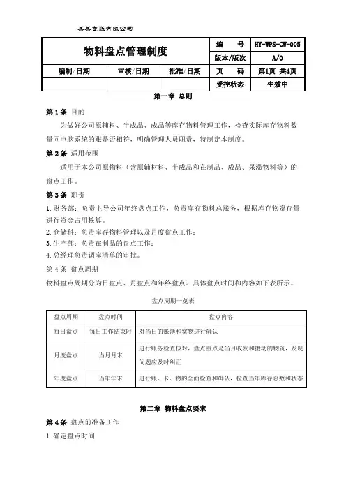 物料盘点管理制度