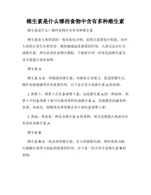 维生素是什么哪些食物中含有多种维生素