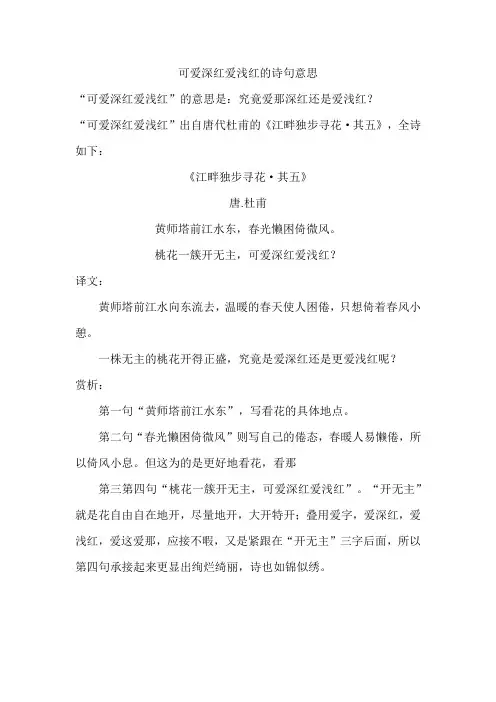 可爱深红爱浅红的诗句意思