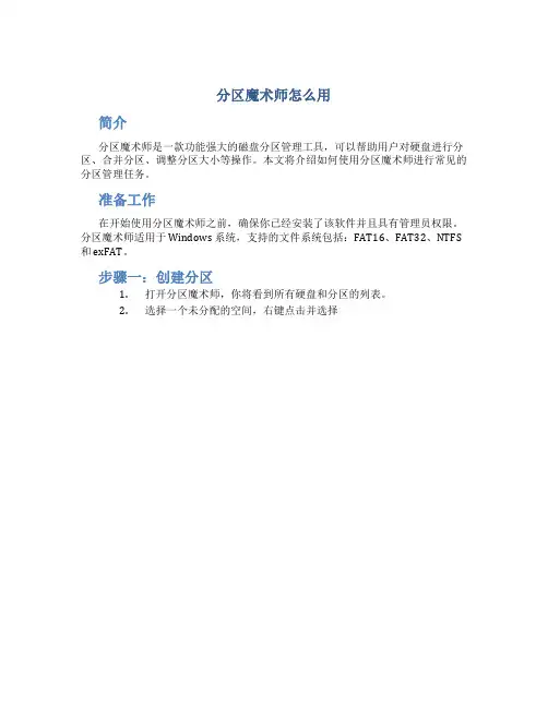 分区魔术师怎么用