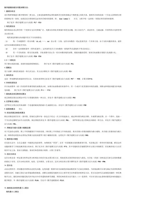 数学建模的相关问题求解方法