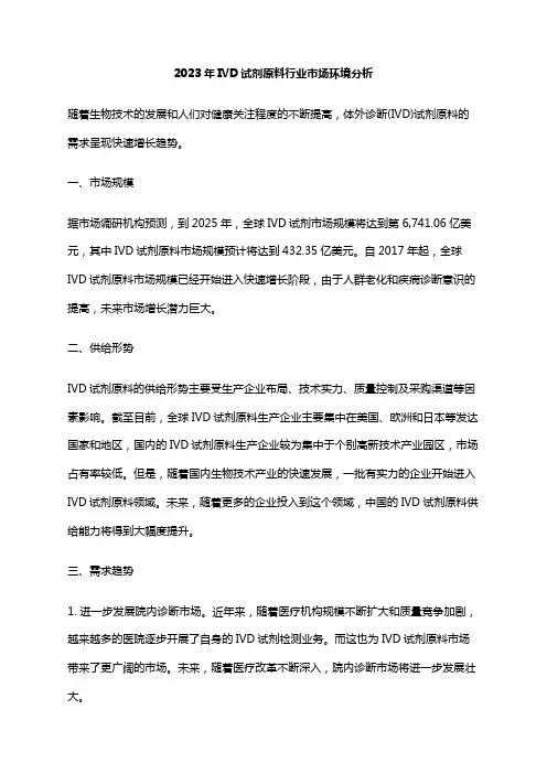 2023年IVD试剂原料行业市场环境分析