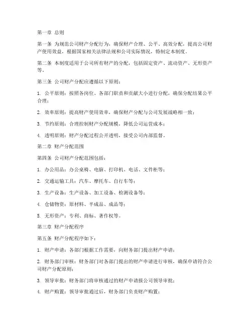 公司财产分配管理制度