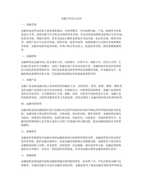 金融生知识点总结