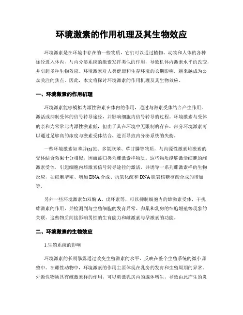 环境激素的作用机理及其生物效应