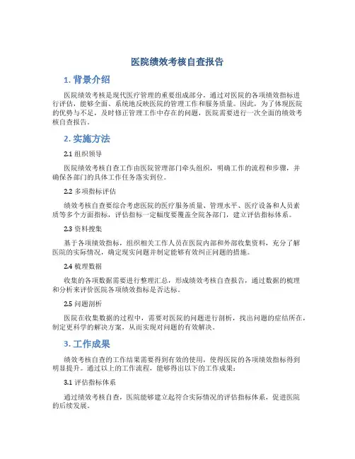 医院绩效考核自查报告