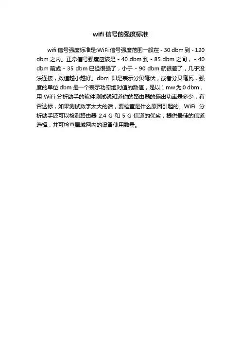 wifi信号的强度标准