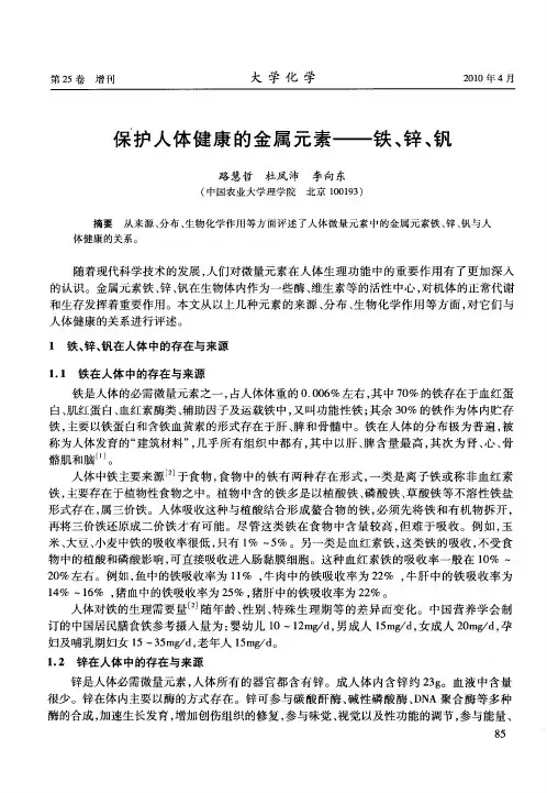 保护人体健康的金属元素——铁、锌、钒