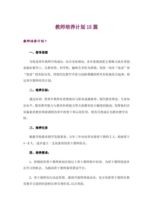 教师培养计划15篇