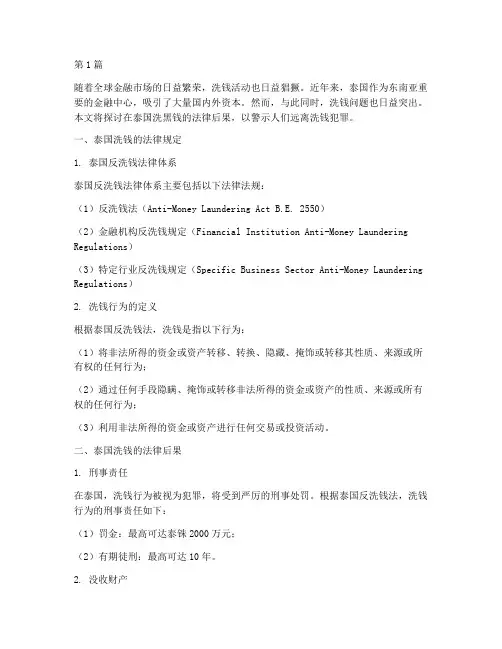 去泰国洗黑钱的法律后果(3篇)
