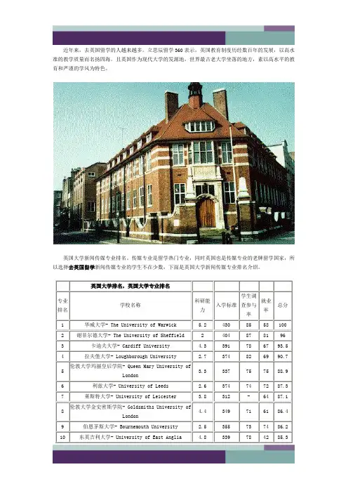 ……英国大学新闻传媒专业排名
