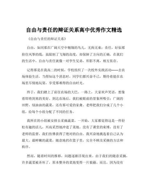 自由与责任的辩证关系高中优秀作文精选