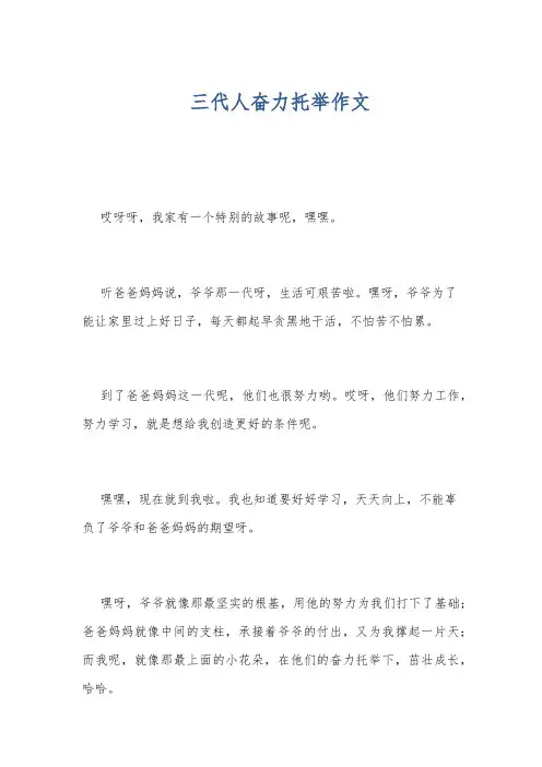 三代人奋力托举作文