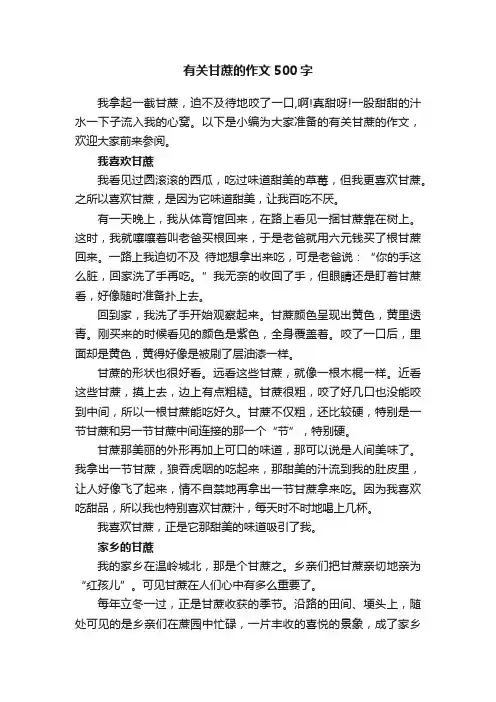 有关甘蔗的作文500字
