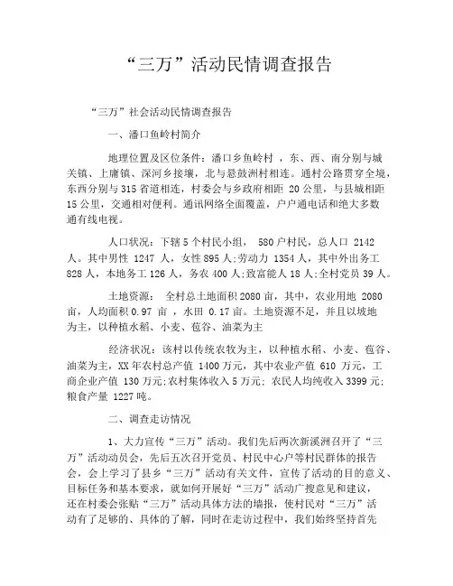 “三万”活动民情调查报告