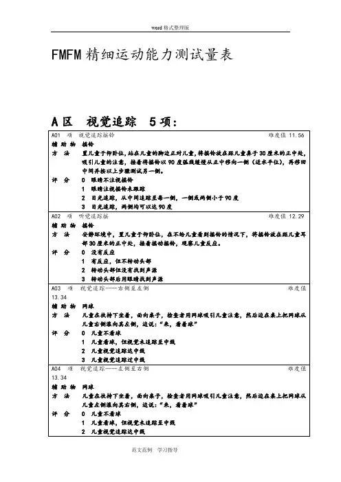 FMFM精细运动量表