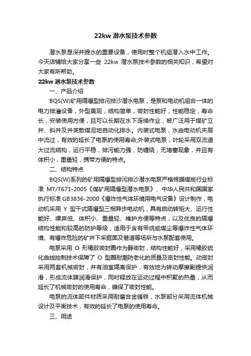 22kw潜水泵技术参数