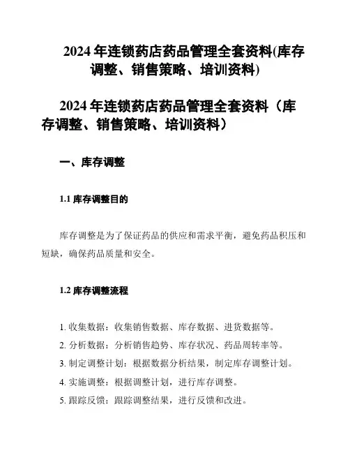 2024年连锁药店药品管理全套资料(库存调整、销售策略、培训资料)