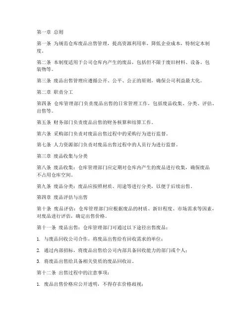 仓库废品出售管理制度范本