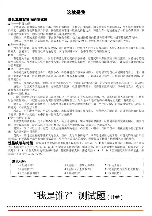 “我是谁”测试题