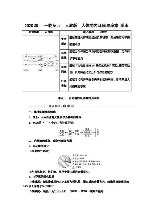 2020年高考   一轮复习  人教版  人体的内环境与稳态 学案.doc
