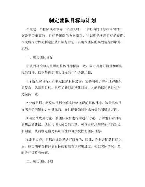 制定团队目标与计划