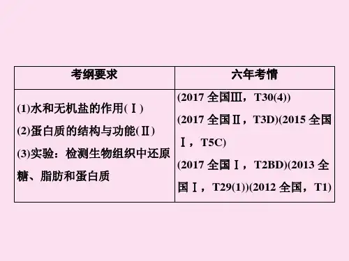 高考生物人教版一轮复习课件：第一部分 第一单元 第讲细胞中的元素和化合物蛋白质