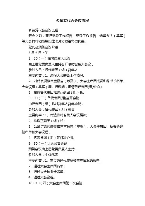 乡镇党代会会议流程