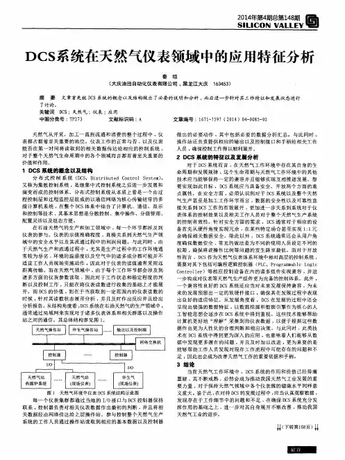DCS系统在天然气仪表领域中的应用特征分析