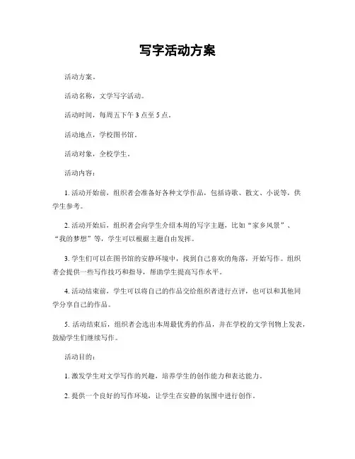 写字活动方案